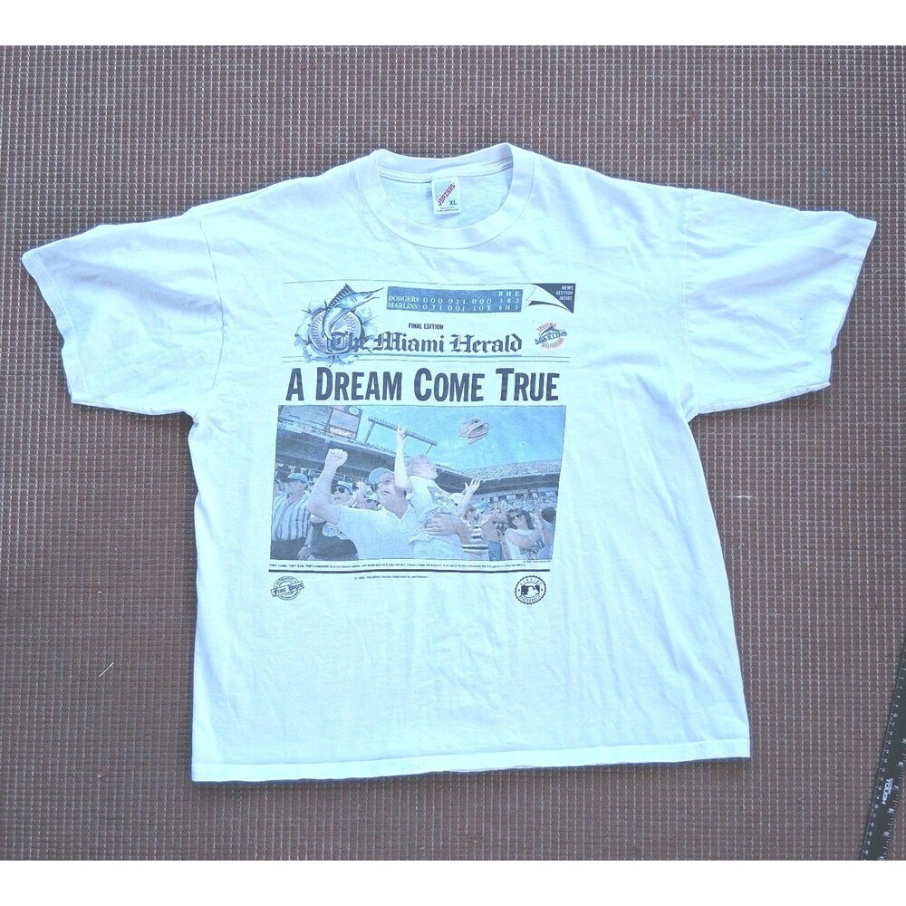 VTG 1993 The Miami Herald Florida Marlins Vs Dodgers Shirt XL  Dream Come True